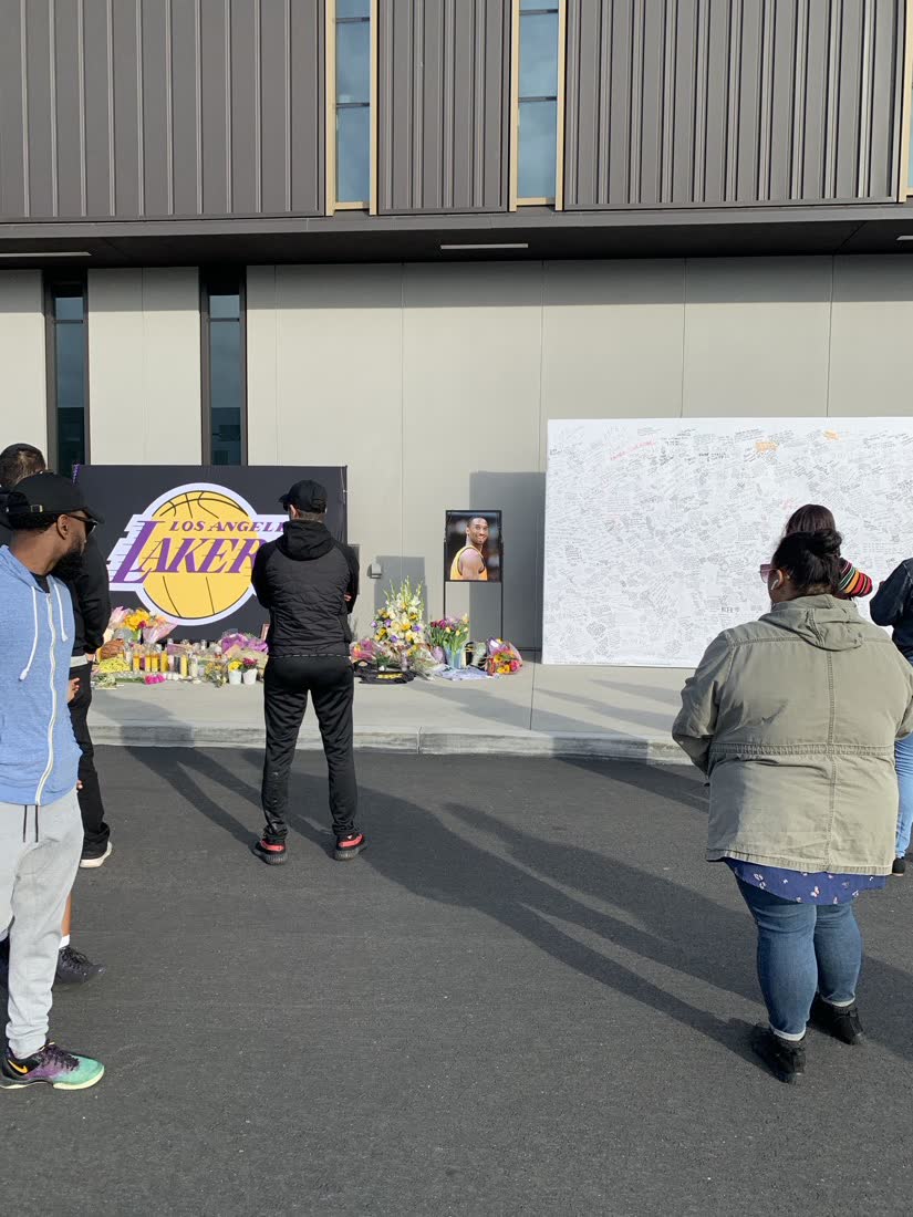 Memorial outside the arena, January 26, 2020